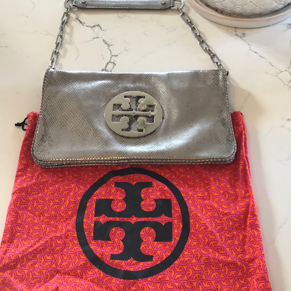 Tory Burch small metallic silver shoulder bag